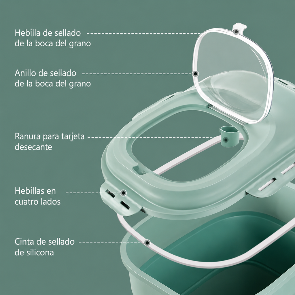 Cubo plegable hermético para comida de mascotas
