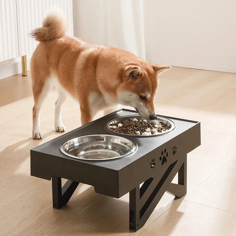 Comedero Doble para Perros con Soporte de Altura Ajustable